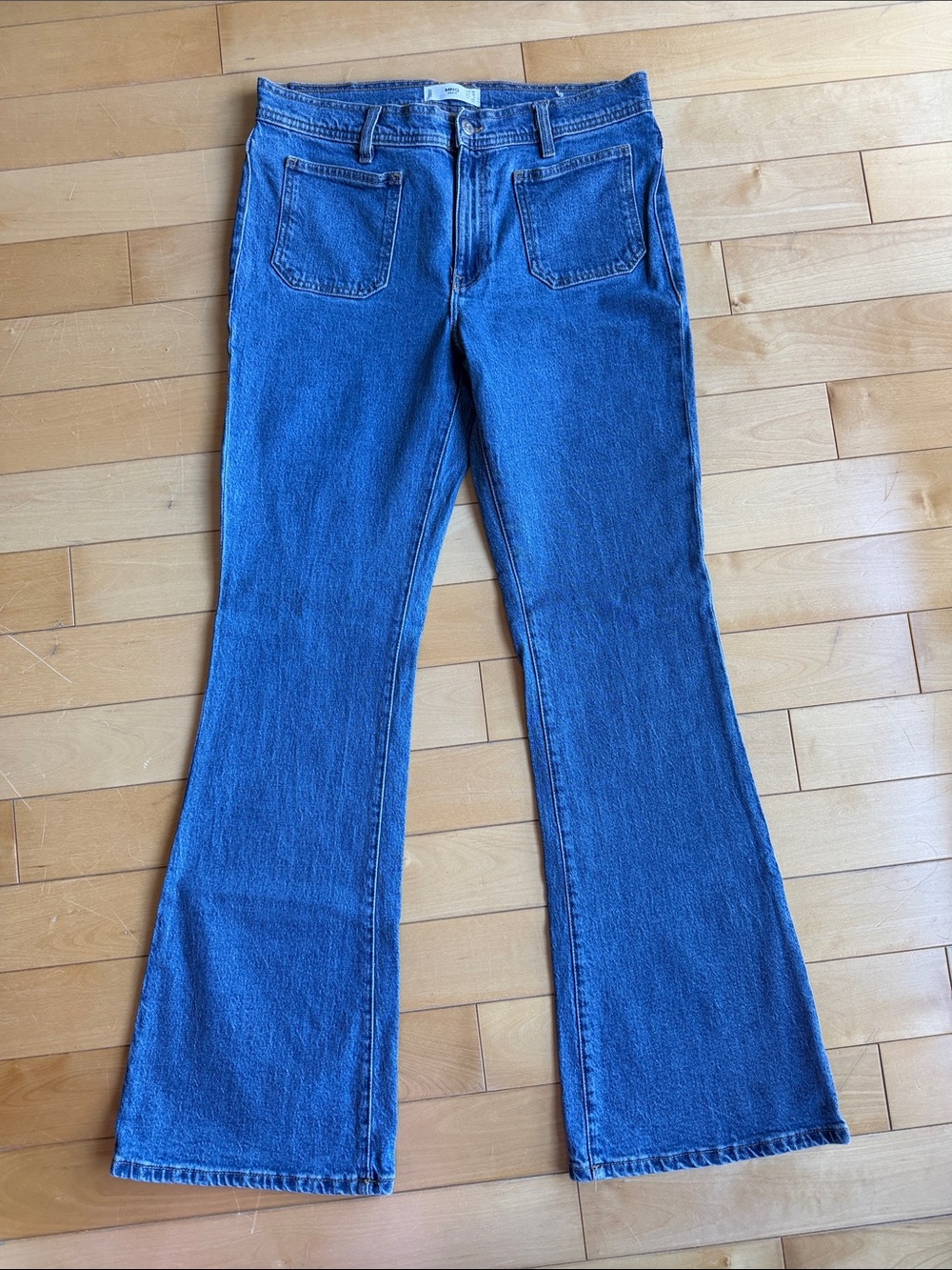 Mango Blue Flared Wide-Leg Jeans